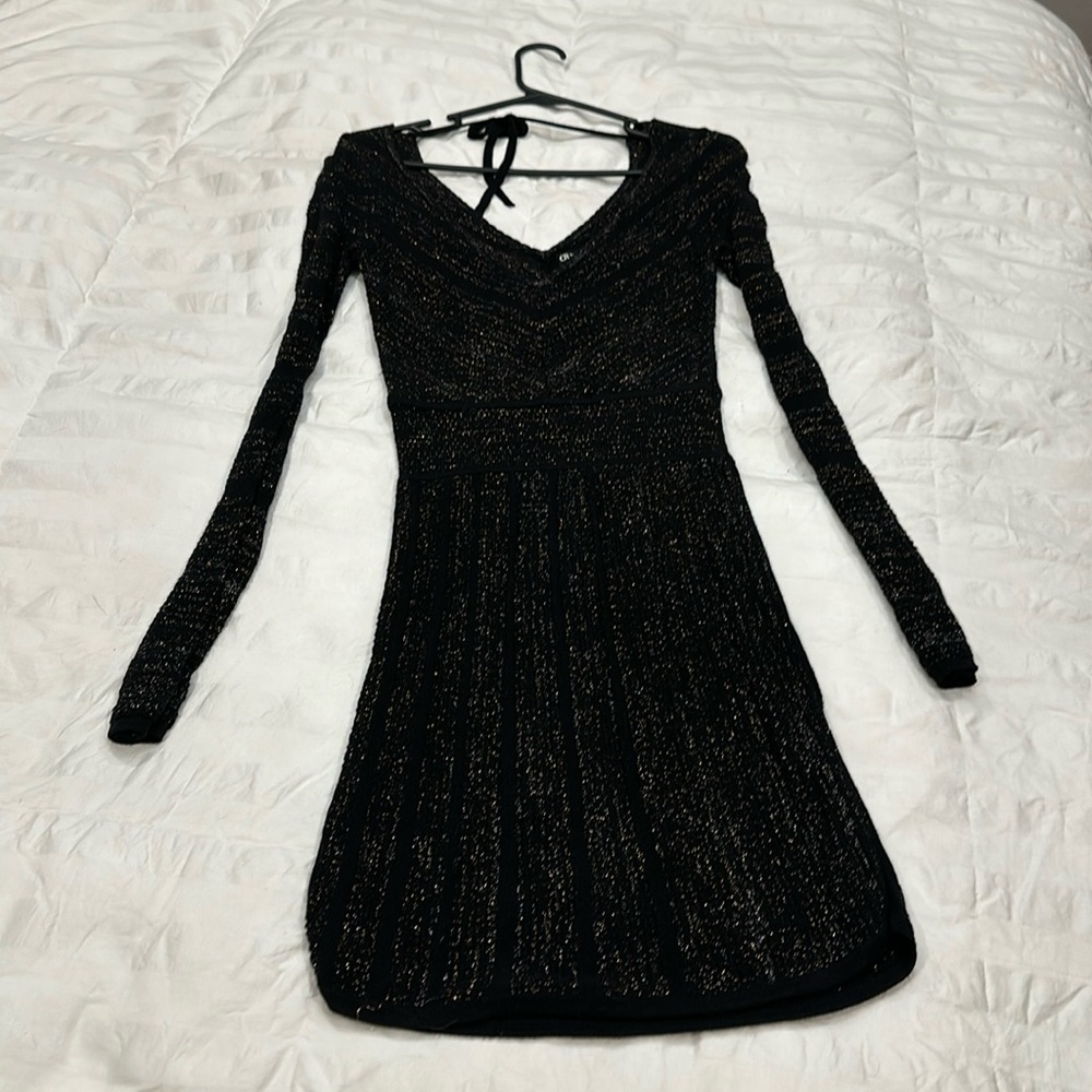 Guess Black with silver and gold shimmer knit dress